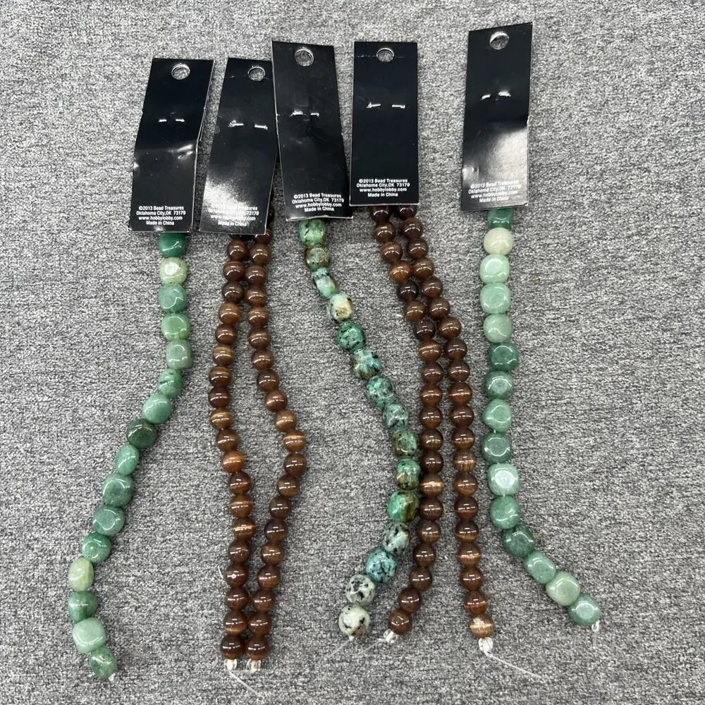 5pc Color Gallery Glass Bead Strands Brown Turquoise 8mm 7